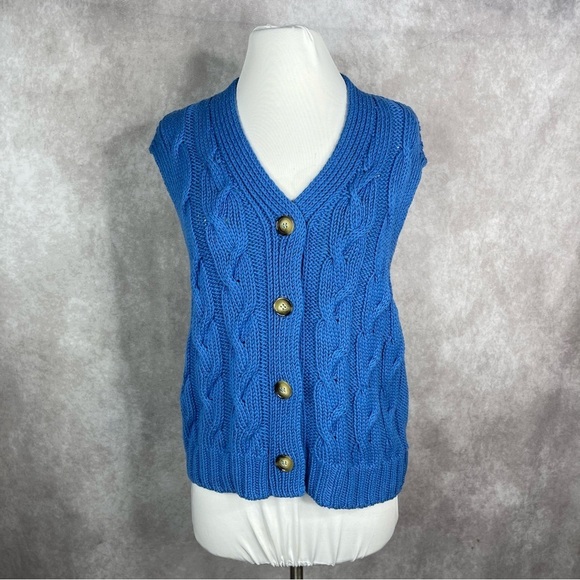 Pilcro x Anthropologie Cable-Knit Sweater Vest In Blue Women's Size XXS - Picture 9 of 9